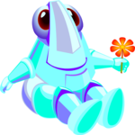 Robot with Flower Clip Art