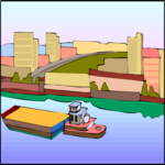 River with Boat 2 Clip Art