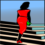 Woman on Stairs Clip Art