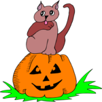 Cat on Pumpkin 1 Clip Art