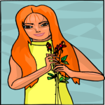 Woman with Flowers 4 Clip Art