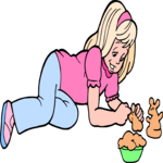 Girl Playing with Clay Clip Art