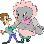 Man with Baby Elephant Clip Art