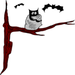 Bat in Tree Clip Art