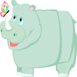 Rhino with Butterfly Clip Art