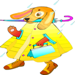 Dog in Raincoat 2 Clip Art