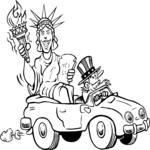 Statue of Liberty in Car Clip Art