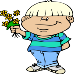 Kid with Flowers Clip Art