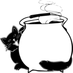 Cat with Cauldron Frame Clip Art