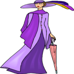 Woman with Hat & Umbrella Clip Art
