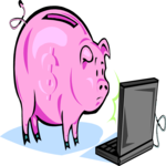 Piggy Bank & Laptop Clip Art