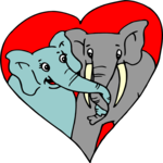 Elephants in Love 2 Clip Art