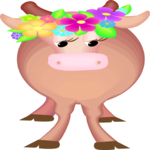 Cow with Flowers Clip Art