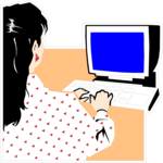 Woman at Computer Clip Art