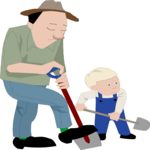 Father & Son Digging Clip Art