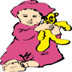 Baby with Doll 1 Clip Art