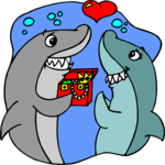 Sharks in Love Clip Art