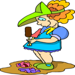 Girl with Popsicles Clip Art