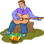 Guitarist by Campfire Clip Art