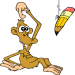 Monkey with Pencil Clip Art