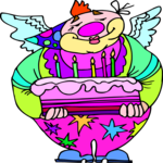 Clown with Birthday Cake Clip Art