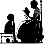 Silhouettes, Reading to Child 2 Clip Art