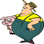 Farmer & Pig Clip Art
