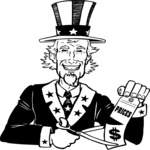 Uncle Sam Cutting Prices Clip Art
