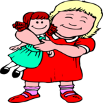 Girl with Doll 06 Clip Art