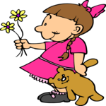 Girl with Flowers 02 Clip Art