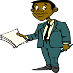 Businessman with Documents Clip Art
