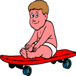 Baby on Skateboard Clip Art