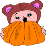 Kid & Pumpkin Clip Art