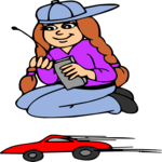 Girl & Toy Car Clip Art