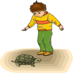 Boy & Turtle 2 Clip Art