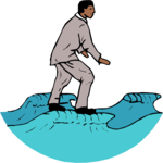 Businessman Riding Waves Clip Art