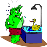 Dinosaur Taking a Bath 1 Clip Art