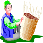 Man Weaving Basket