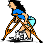 Woman on Crutches Clip Art