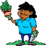 Woman with Plant Clip Art