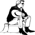 Cowboy Sitting on Stump
