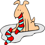 Dog Eating Socks Clip Art