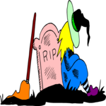 Witch Sleeping in Cemetery Clip Art