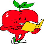 Apple Reading Book Clip Art