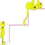 Yellow Dudes on Stairs 2 Clip Art