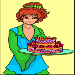 Girl with Cake Clip Art