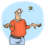 Man with Butterfly Clip Art