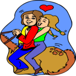Couple Horseback Riding Clip Art