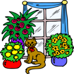 Cat with Flowers Clip Art