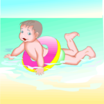 Baby in Water 2 Clip Art